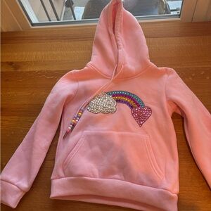 Pink Kids Hoodie with Rainbow Design